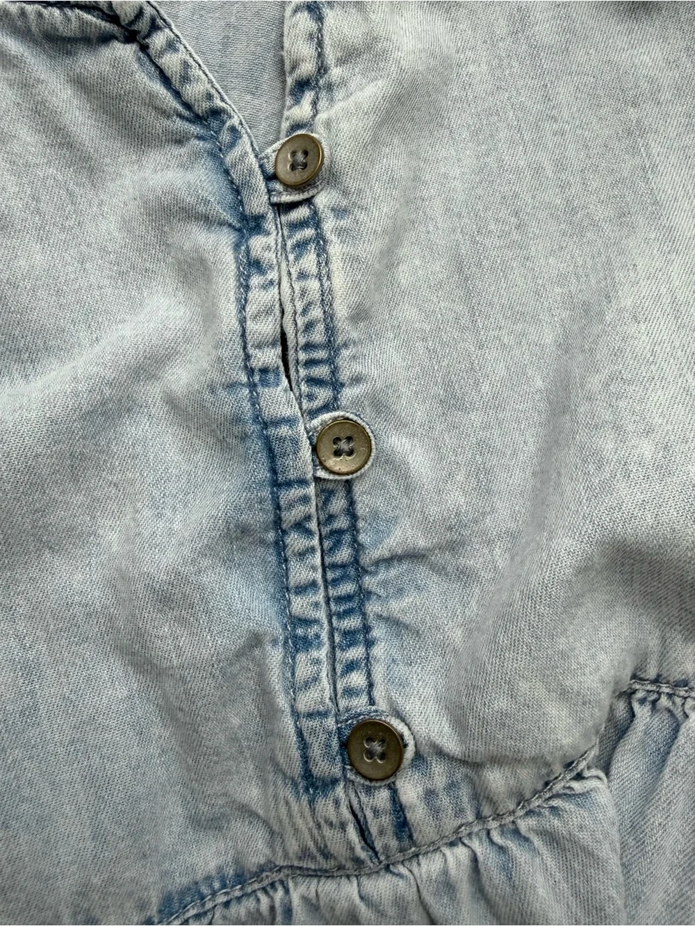 GAP Girls Light Wash Tiered Denim-Style Dress - Pale Blue